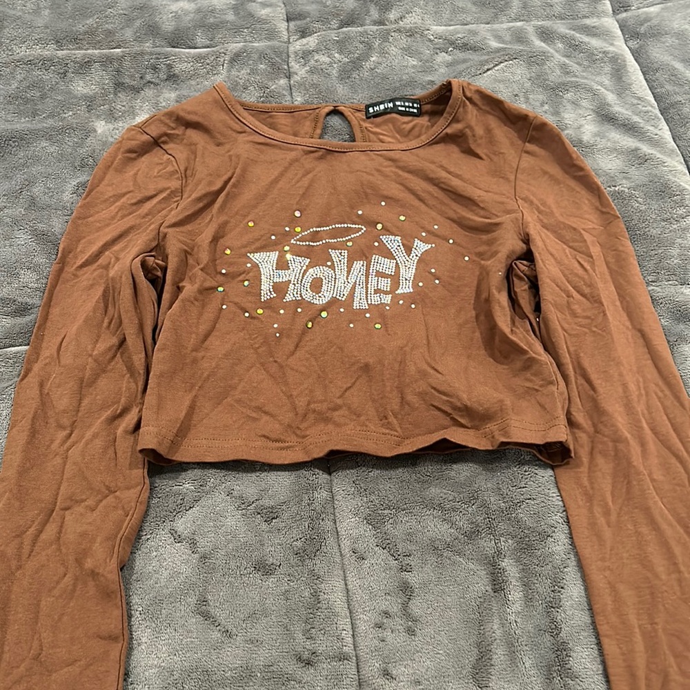 long sleeve bedazzled shirt